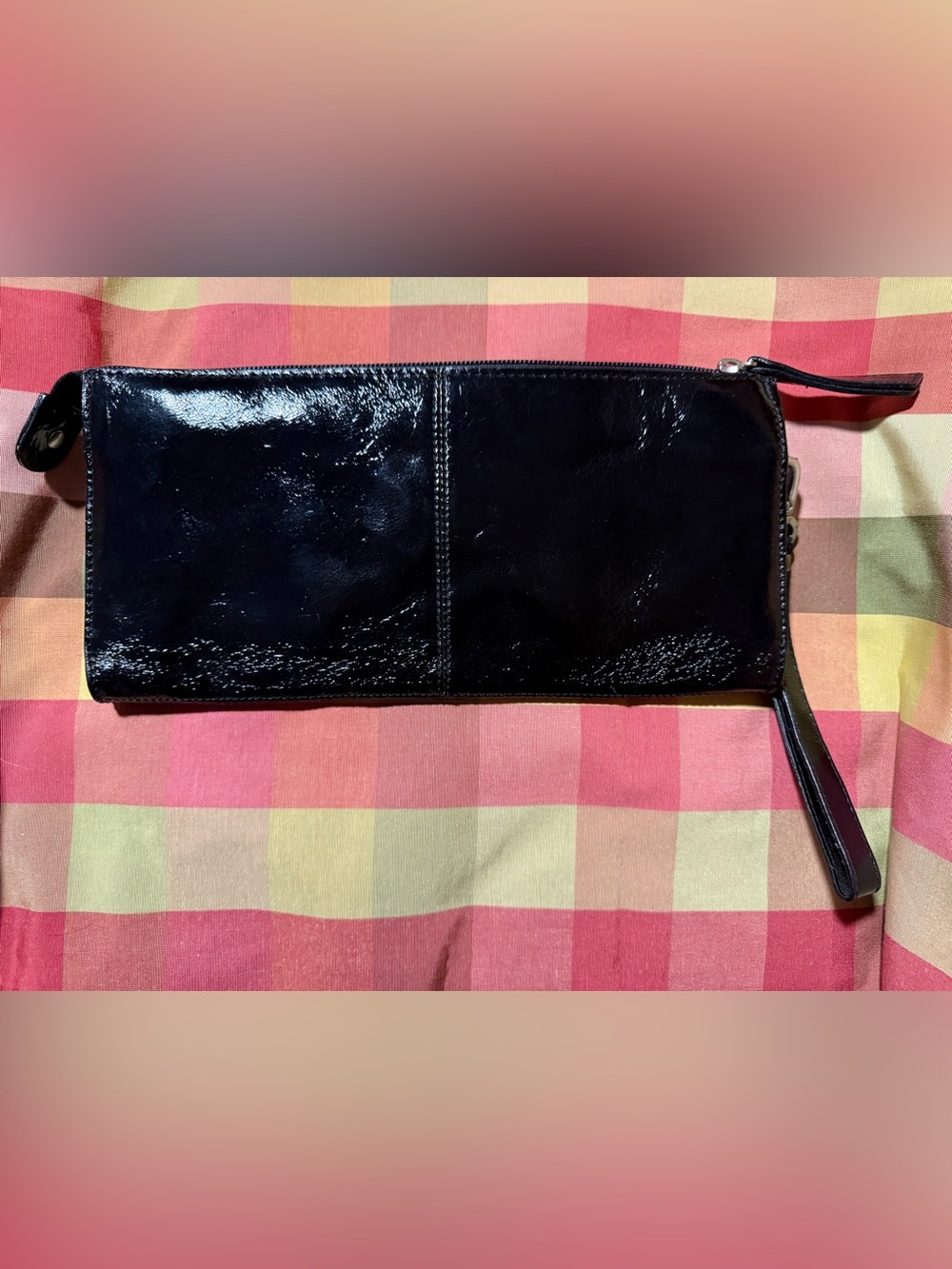 Talbots Black Quilted Patent Leather Clutch Wallet - Picture 2 of 12